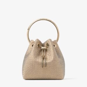 JIMMY CHOO BON BON

Light Gold Satin and Illusion Crystal Mesh Handbag