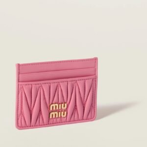 Matelassé nappa leather card holder