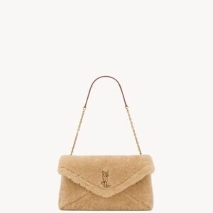 CASSANDRE LARGE POUCH ON CHAIN IN SHEARLING
NATUREL AND BRICK