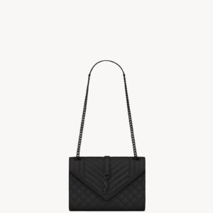 ENVELOPE MEDIUM IN QUILTED GRAIN DE POUDRE EMBOSSED LEATHER
NOIR