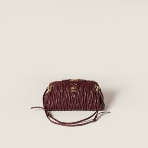 Matelassé nappa leather clutch