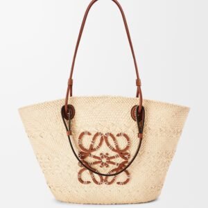 Medium Anagram Basket bag in iraca palm and calfskin