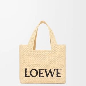 Small LOEWE Font tote in raffia