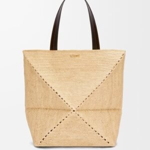 XL Puzzle Fold tote in raffia