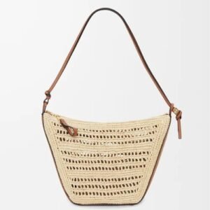 Mini Hammock Hobo in raffia and calfskin