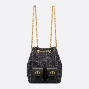 Medium Dior Caro Multicarry Backpack with Chain
Black Tweed with White Cannage Motif