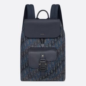 Saddle Backpack with Flap
Deep Blue Dior Oblique Trio Jacquard and Deep Blue Grained Calfskin
