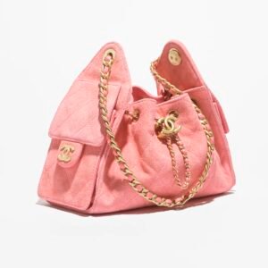 CHANEL 25 MINI HANDBAG
 
Suede Calfskin & Gold Metal 
Pink