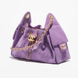 CHANEL 25 MINI HANDBAG
 
Suede Calfskin & Gold Metal 
Purple