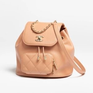 BACKPACK
 
Grained Shiny Calfskin & Gold-Tone Metal 
Camel