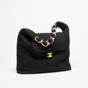 MAXI HOBO BAG
 
Cotton Tweed & Gold-Tone Metal 
Black