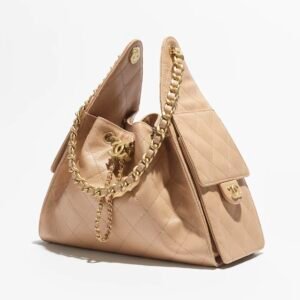 CHANEL 25 SMALL HANDBAG
 
Grained Calfskin & Gold-Tone Metal 
Beige