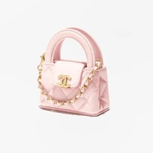 MINI BAG CHARM
 
Shiny Lambskin & Gold-Tone Metal 
Light Pink