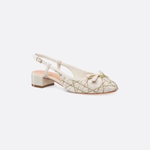 Dior Ballet Slingback Pump
White Cannage Tweed and Gold-Tone Metallic Thread