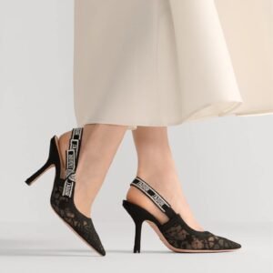 J'Adior Slingback Pump
Transparent Mesh Embroidered with Black Millefiori Motif