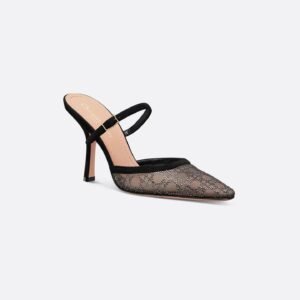 Dior Capture Heeled Mule
Transparent Mesh with Silver-Tone Strass Cannage Motif and Black Suede Goatskin