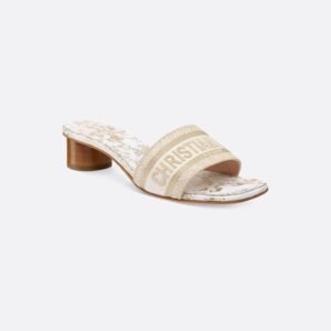 Dway Heeled Slide
Cotton Embroidered with Metallic Thread and White and Gold-Tone Millefiori Motif