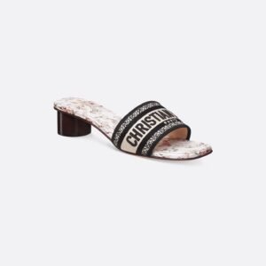 Dway Heeled Slide
Embroidered Cotton and White and Rose des Vents Pink Millefiori Motif