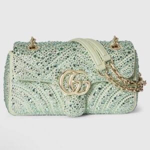 GG Marmont crystals small shoulder bag
Variation
pale green nubuck leather