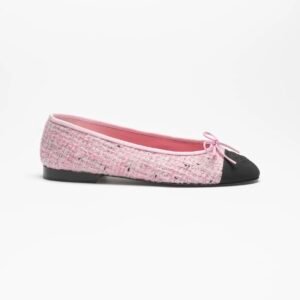 BALLET FLATS
 
Tweed & Grosgrain 
Pink, Black & White