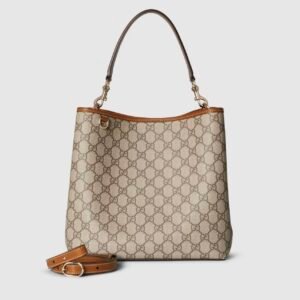 GG Emblem medium bucket bag
Variation
beige and dark brown fabric