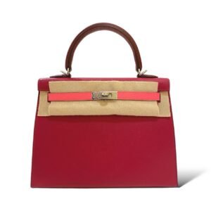 Hermes Kelly 25 Rubis Rose Azalee and Rouge Epsom PHW