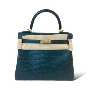Hermes Kelly 25 Vert Titien Croco GHW