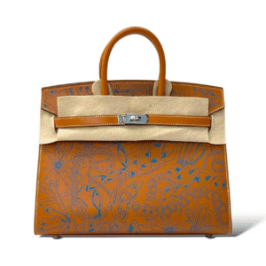 Hermes Birkin 25 Naturel Sable/Bleu Butler PHW