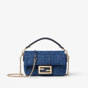 Baguette Mini
Blue flocked FF denim bag