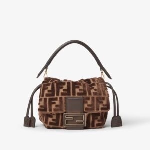 Mamma Baguette Small
Dark brown FF jacquard velvet mini-bag