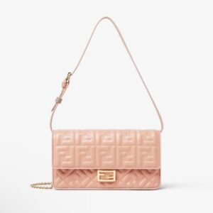 Wallet On Chain Baguette
Pink nappa leather wallet with FF motif