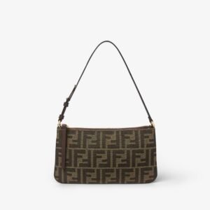 Flat Baguette Pouch
Tobacco brown FF jacquard fabric pouch