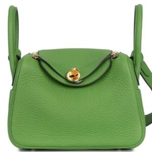 Hermès Mini Lindy Clemence Vert Yucca GHW