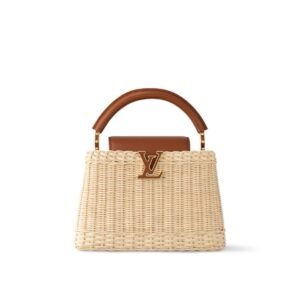 Louis Vuitton Capucines BB handbag made of natural wicker and brown calf leather
