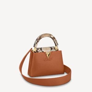 Louis Vuitton Mini Capucines bag in orange/beige Taurillon leather and python accents