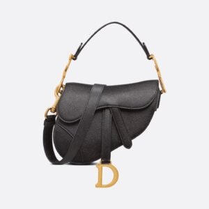 Mini Saddle Bag with Strap
Black Grained Calfskin