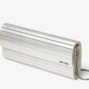 Ivory Mother of Pearl Clutch Bag with Silver Chain Strap