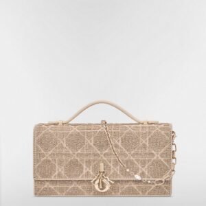 Dior Or My Dior Mini Bag
Caramel Beige Microbead-Embroidered Cotton with Cannage Motif