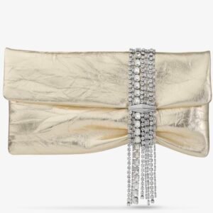 Platinum Vintage Metallic Leather Clutch Bag