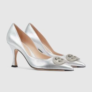Women's pump with crystal Interlocking G