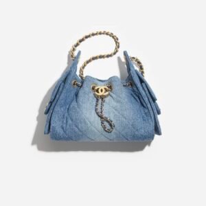 CHANEL 25 MINI HANDBAG
 
Washed Denim & Gold-Tone Metal 
Blue
