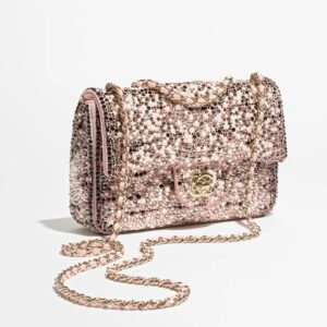 EVENING BAG
 
Diamanté, Imitation Pearls & Gold-Tone Metal 
Black, Pink, Pearly White & Gold