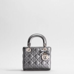 Mini Lady Dior Bag with Chain
Silver-Tone Metallic Cannage Lambskin