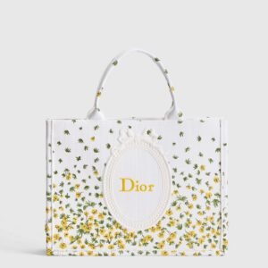 Medium Dior Book Tote with Strap
Buttercup Dior Embroidery and White Dior Médaillon