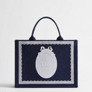 Medium Dior Book Tote with Strap
Blue Dior Oblique Embroidery with White Lace and Dior Médaillon