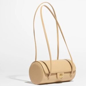 SMALL BOWLING BAG
 
Grained Shiny Calfskin & Gold-Tone Metal 
Dark Beige
