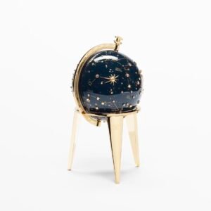 CONSTELLATION GLOBE MINAUDIERE
Resin, Diamanté & Gold-Tone Metal 
Dark Blue & Gold