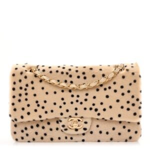 Pony Hair Cheetah Printed Creative Fabrics Flap Light Beige Black gold hardware